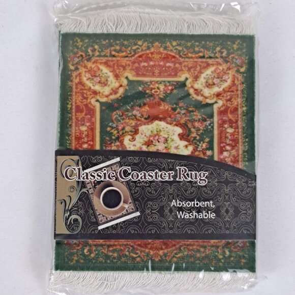 Arabic Rug Mouse Pad with Set of 4 Matching Coasters Green, Oange White NWT - Picture 7 of 9